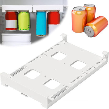 Hanging Stacking Can Dispenser Lightweight Soda Can Organizer Rack Pull-out Fridge Drink Can Holder Portable Reusable Drink Beverage Dispenser Rack for Fridge Pantry Freezer Kitchen