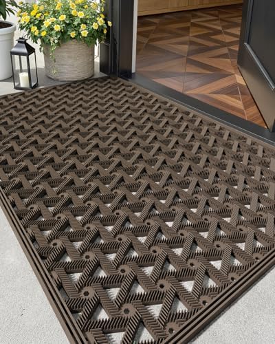 Color&Geometry Door Mat Outside Entrance with Drainage, 24"X36" Brown by COLORG