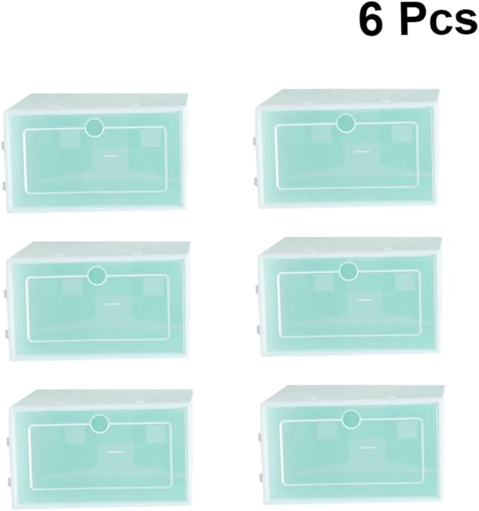 6pcs Sturdy Stackable Shoe Box Storage Containers Lids for Closet Entryway under Clothing Rack Home and Office