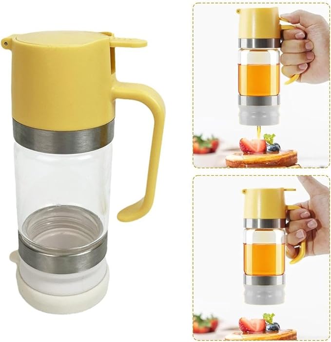 Honey Dispenser No Drip with Base, 2026 New Glass Honey Dispenser, Maple Syrup Dispensers, Syrup and Jam, Honeys Container with Handle, Mess-Free Honeys Jar Container for Quantitative Extraction