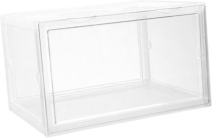 Shoe Storage Box with Dustproof Door Buckle, Stackable Shoe Organizer Container for Sneaker and Boot Closet Storage
