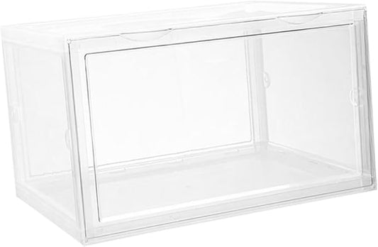 Shoe Storage Box with Dustproof Door Buckle, Stackable Shoe Organizer Container for Sneaker and Boot Closet Storage