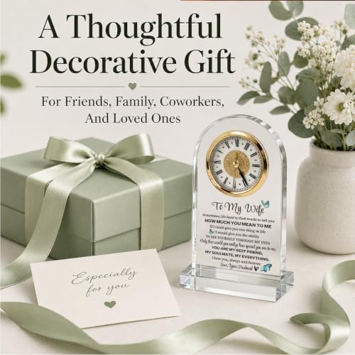 Wife Acrylic Clock Gift from Husband: Unique Birthday, Christmas, Thanksgiving Blessings, Mother's Day, and Valentine Gifts - Elegant Desk Clock with Base for Wife Who Has Everything, 4.3 x 7.8 In - Image 6
