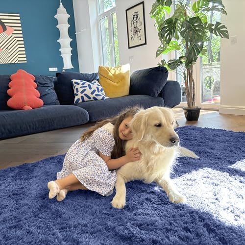 OLANLY 2x8 Machine Washable Runner Rugs for Hallway, Soft Fluffy Shaggy Bedside Rugs for Bedroom, Living Room, Indoor Floor Carpet for Kids Girls and Boys, Home Decor Aesthetic, Denim Blue - Image 5