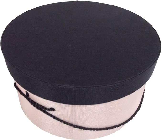 Sarah's Hat Boxes Classic Pink/Black Hat Box – 21.5" x 11.5" (Dia. x Ht.) Handmade in USA – Odorless Non-Toxic Adhesive, Cording Handle – Premium Storage for Hats & Accessories