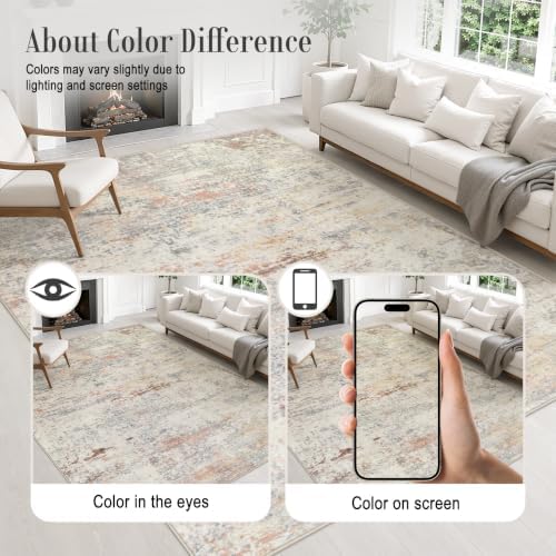 2x6 Washable Runner Rug：Modern Abstract Kitchen Soft Carpet Taupe - Image 6