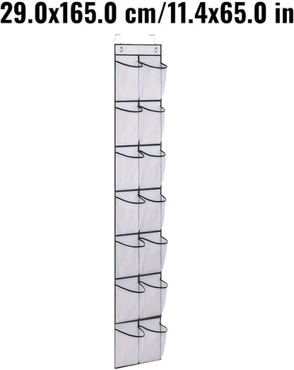 Over the Door Shoe Organizer for Bedroom Door with Multiple Pockets - Hanging Shoe Storage Bag Caddy