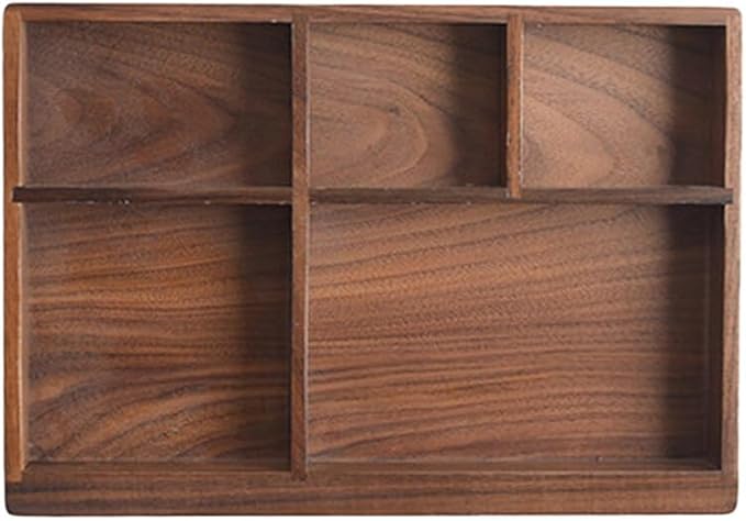 Walnut Flatware Storage Box 9.44X6.61X0.98 Inch Solid Wood Cutlery Drawer Organizer Tray for Kitchen Utensil and Desktop Storage