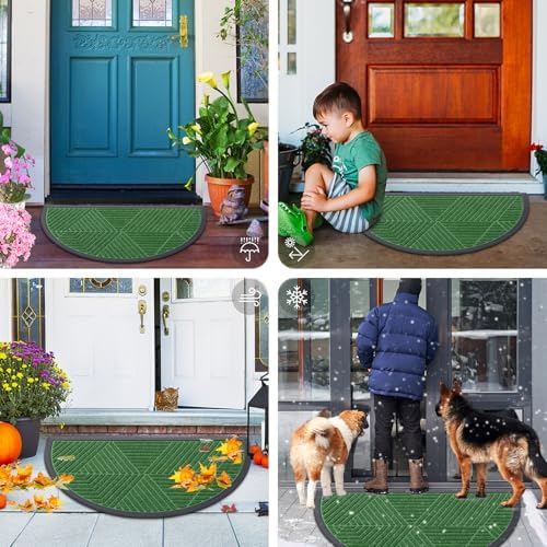 Smiry Half Circle Front Door Mat Outside Entrance, Rubber Doormat, 29.5x17 - Image 7
