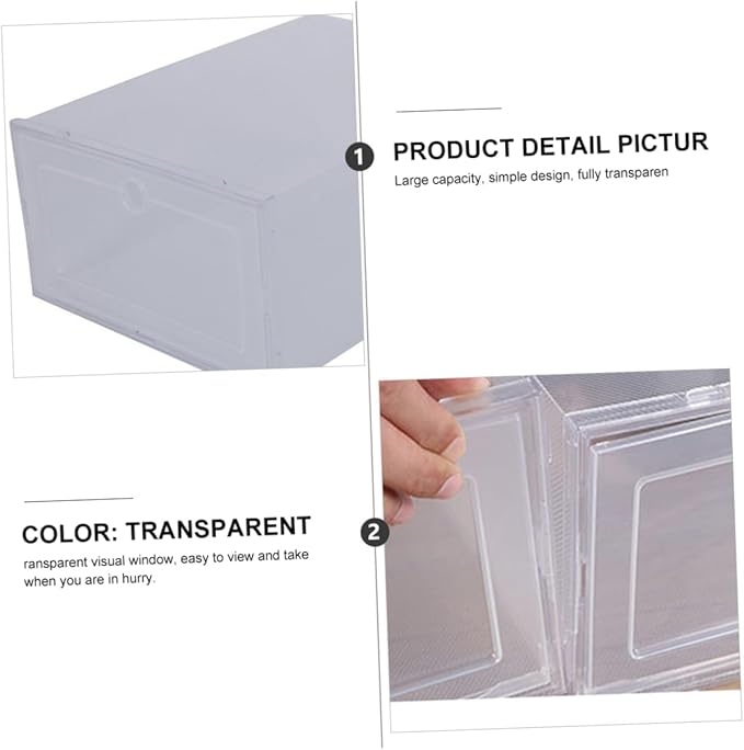 6pcs Transparent Shoe Storage Box Clamshell Design Capacity Plastic Organizer for Home and Closet Easy Access Sneaker Case