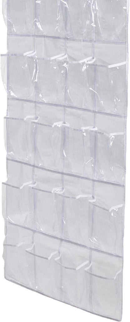 Baoblaze Over The Door Shoe Organizer Hanging with 24 Pockets Shoe Rack Holder Storage Hanger for Closet Door for Men Women Boys Kids, White
