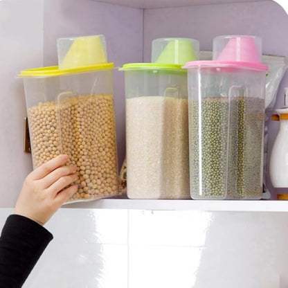 Wakauto 1.5L Airtight Food Storage Container – Plastic Clear Cereal & Rice Storage Bin Dispenser with Pour Spout & Measuring Cup, for Grains, Cereal, Rice, Beans, Kitchen Organization & Meal Prep