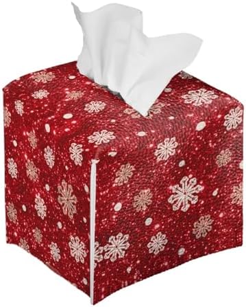 Christmas Tissue Box Cover Cute Santa Tissue Box Holder 5x5x5 inch Modern Home Decor Red Facial Paper Organizer Holder for Office Bedroom Car Bathroom - Image 3