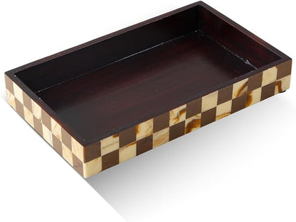 Handicrafts Home Small Bathroom Tray for Countertop, Resin Inlay Vanity Tray for Perfume & Cosmetics, Guest Towel Holder, Decorative Serving Tray for Bathroom,10x6, Vintage Decor, Brown Bathroom Tray
