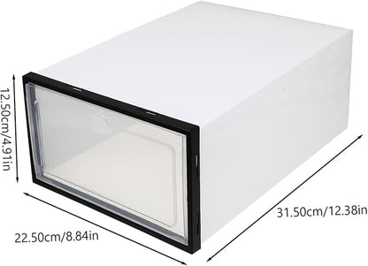 MAGICLULU 4pcs Transparent Plastic Shoeboxes for Shoes Storage Multifunctional Thicken Design Organizing Box for Home Black Frame for Men s Footwear