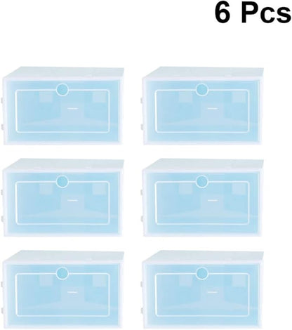 Cabilock 6pcs Stackable Transparent Shoe Storage Boxes Thick Plastic Containers for Organizing Sneakers High Heels and Boots for Closets and Entryways