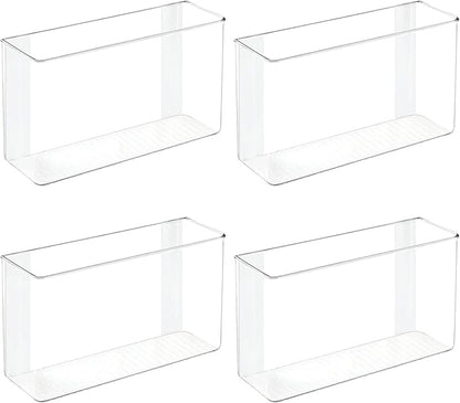 mDesign Plastic Adhesive Mount Storage Organizer Container for Kitchen or Pantry Wall Organization - Space Saving Holder for Sandwich Bags, Foil - 11" Wide - Ligne Collection - 4 Pack - Clear