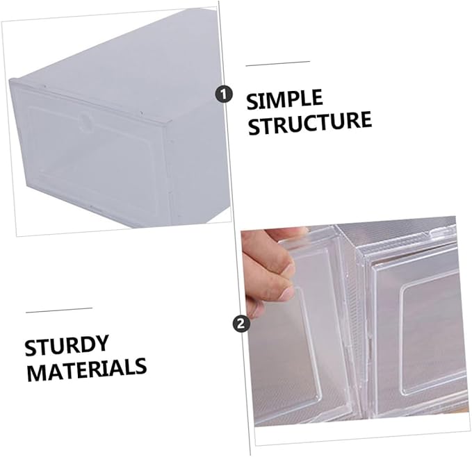 Holibanna 6pcs Shoe Containers Lids Plastic Shoe Boxes Storage Boxes Clamshell Design Easy to View Clean