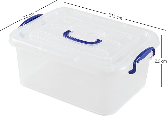 Morcte 8 L Clear Latching Box, Plastic Storage Bin with Handle, 2-Pack