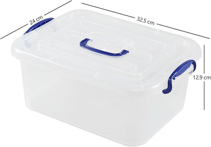 Morcte 8 L Clear Latching Box, Plastic Storage Bin with Handle, 2-Pack