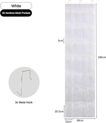 Shoe Organizer for Closet 28 Sections Hanging Shoe Rack for Door Over The Door Shoe Organizer (Grey)