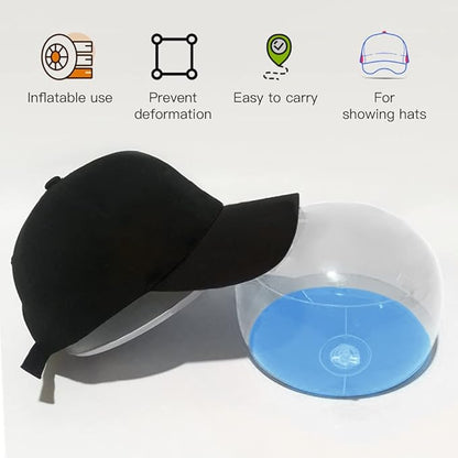 WAYUTO Set of 3 Inflatable Hat Holders with Air Pump Hat Display Stands Hat Storage Racks Hat Inner Support Caps Organizer Hat Shaper Insert Dome for Cloakroom Decoration Black+Gold+Silver