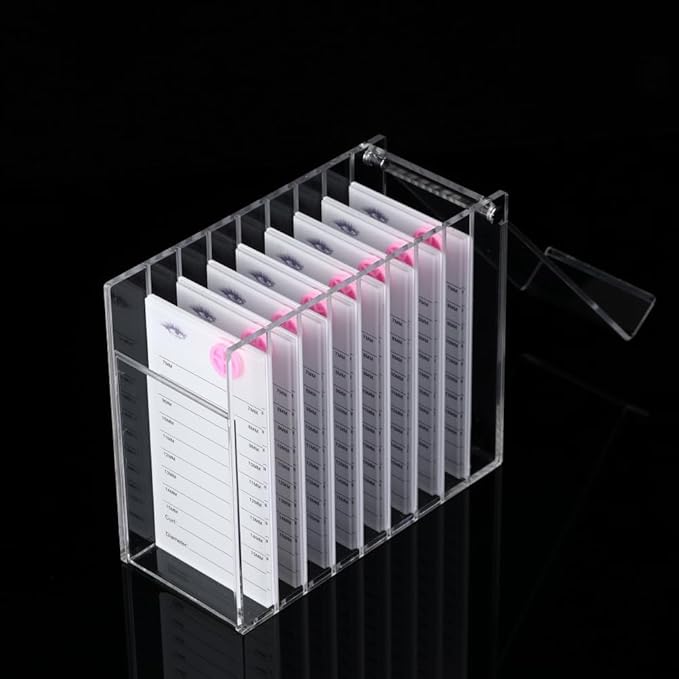 8 Layers Acrylic Eyelash Storage Organizer, Grafting False Eyelashes Display with 8 Pallets, Dustproof Cosmetic Beauty Extension Supplies (White)