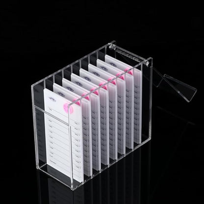 8 Layers Acrylic Eyelash Storage Organizer, Grafting False Eyelashes Display with 8 Pallets, Dustproof Cosmetic Beauty Extension Supplies (White)