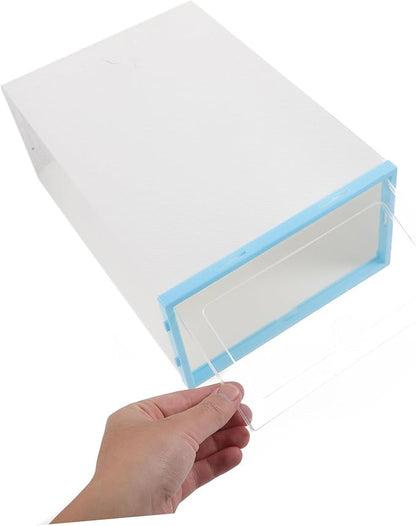 6pcs Shoebox Storage Case for Women Stackable Plastic Shoe Containers for Home Dorm Small Spaces