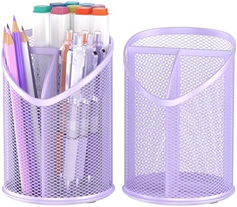 Delifox 2 Pack Pen Holder Mesh Round Pencil (Purple) by Delifox