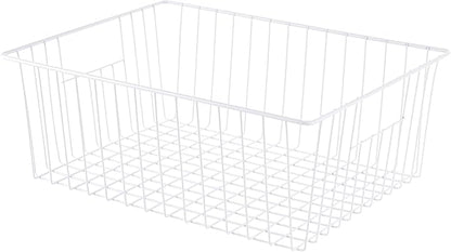 Npro 4 Pack Upright Freezer Organizer Bins - Standup Freezer Organizers Improve Air Circulation, Wire Storage Baskets, White