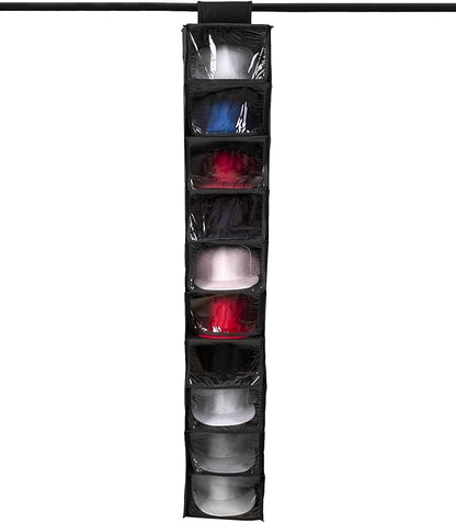 Cap Organizer, 10-Shelf Hanging Closet Hat Rack, with Dust Shield, Non-Woven Fabric Caps Holder for Hats, Baseball Cap, Shoes, & Accessories Storage