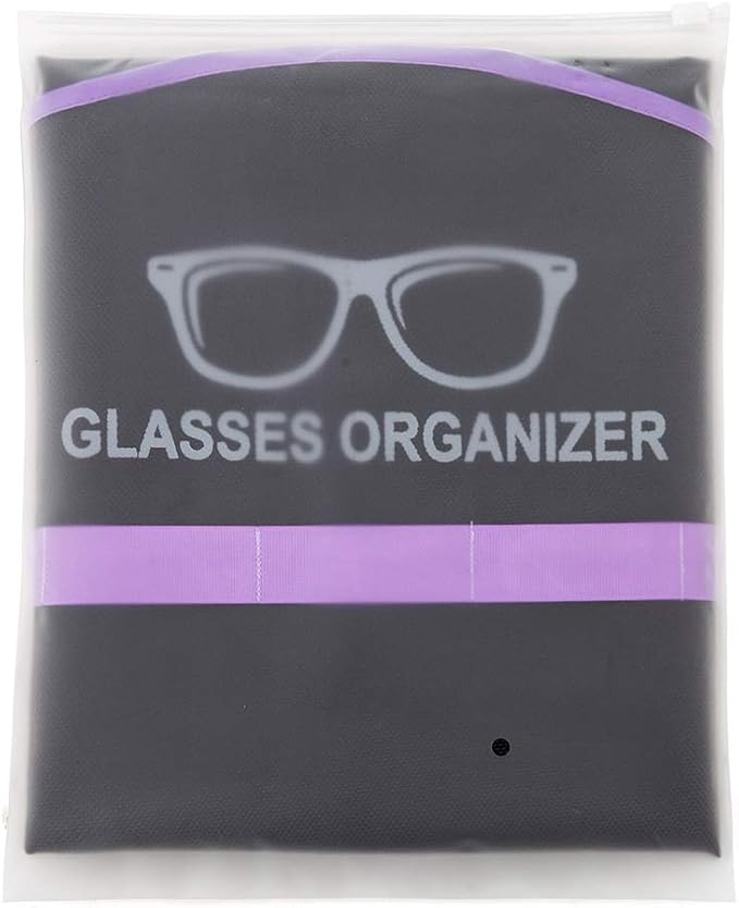 TRIUMPH VISION Black Purple Wall Sunglasses Organizer Storage 20Slots - Hanging Glasse Display Stand Durable Oxford Sunglasses Case