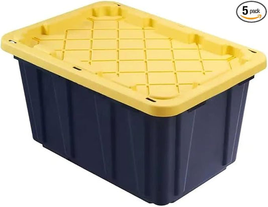 HDX Tough Polypropylene Plastic 27 Gal. Storage Tote in Black (5-Pack)