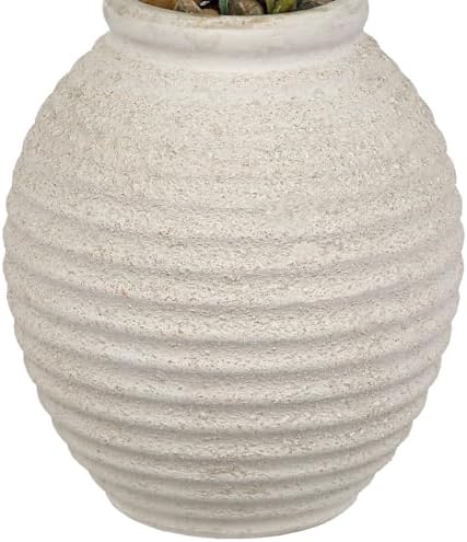 Briful Artificial Eucalyptus & Lavender Floral Arrangement – 14.5” Faux Centerpiece with Mixed Greenery in Textured White Ceramic Vase for Home, Office & Shelf Décor - Image 4