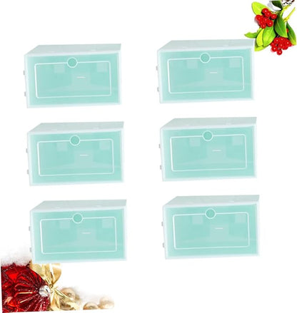 Amosfun 6pcs Stackable Shoe Storage Box Thicken Plastic Organizer for Closet Entryway under Bed Large Green for Keeping Shoes Organized and Visible