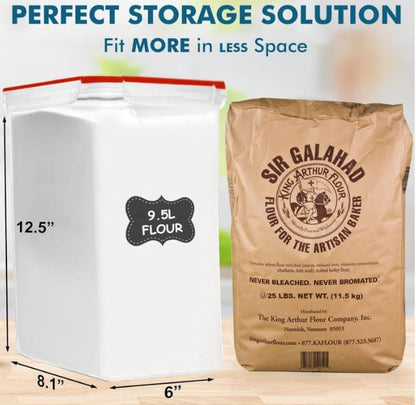Shazo 2 PC (9.5L | 321 Oz) Extra Large Bulk Food Storage Containers with Airtight Lids for Flour, Sugar, Rice, Cereal & Pasta - Leakproof, BPA-Free Plastic Canisters for Kitchen & Pantry Organization