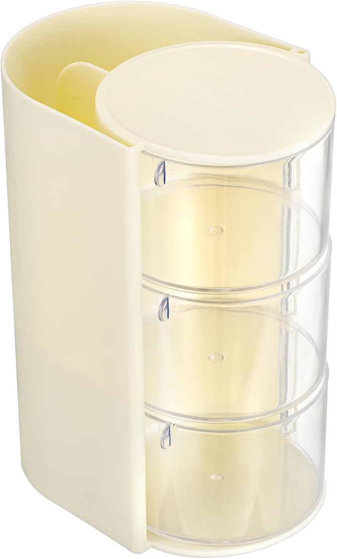 Plastic Hair Accessories Organizer with Hair Brush Holder Spinning Makeup Storage Container for Vanity Bathroom Countertop, 3-Layer Yellow
