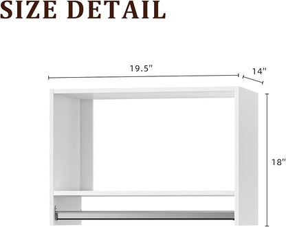 19.5" Wide Tall Hanging Modular Closet System, Wall-Mounted Closet Organizer with Shelf and Hanging Rod, White