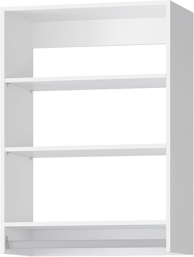 Medium Double Hanging Closet Unit, Modular Closet System, Wood Closet System Organizer with Storage for Walk In Closets, Clothing Rack Closet for Hanging Clothes, Bedroom, White, 28.5"W