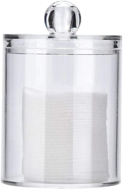 Cotton Swab Container, Acrylic Cotton Ball Holder with Lid, Cotton Swab Dispenser Cotton Rounds Holder Round Cotton Bud Case Acrylic Cotton Swab Holder for Organizing Cotton Swab