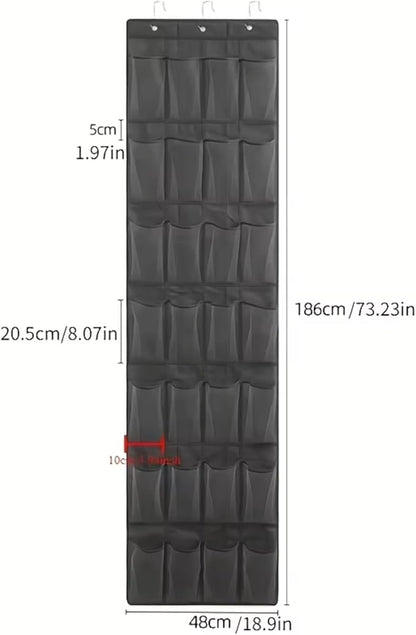 1pc 14/28/40-Grid Transparent Fabric Hanging Organizer Foldable Storage Bag for Shoes Underwear (Gray)