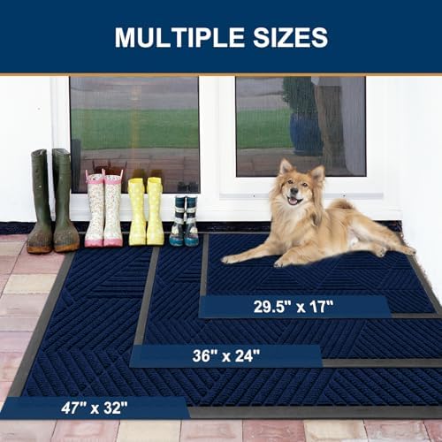 Smiry Front Door Mat Outside Entrance, Low Profile Rubber Doormat, 29.5x17 - Image 2