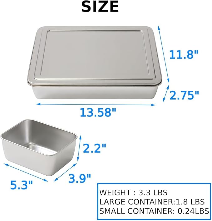 Japard Stainless Steel Seasoning Box with Lid, Food Storage Container with Tray Spice Organizer Jars, 6 Grids Spice Salt Sugar, Kitchen Utensils