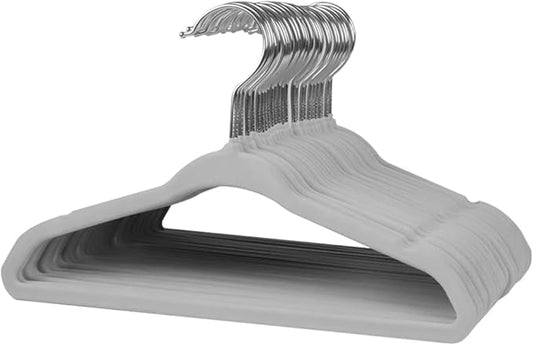 Stormix Baby Clothes Hangers 30 Pack, Kids Velvet Hangers Non-Slip, Clothes Hangers with Shoulder Notches for Toddler Children Gray