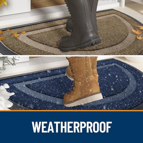 OLANLY Half Circle Front Door Mat Outside 29.5x17 All-Season Rubber Doormat - Image 3