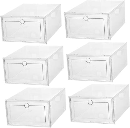 6pcs Shoe Storage Box Plastic Shoe Boxes Lids Organizer for Closet Bins for Stackable Storage