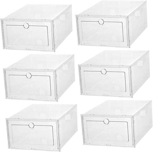 6pcs Shoe Storage Box Plastic Shoe Boxes Lids Organizer for Closet Bins for Stackable Storage