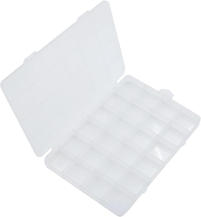 24 Grids 7.5 Inch x 5.2 Inch Fixed Clear Plastic Jewelry Organizer Storage Box Jewelry Earring Tool Containers (1)