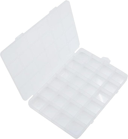 24 Grids 7.5 Inch x 5.2 Inch Fixed Clear Plastic Jewelry Organizer Storage Box Jewelry Earring Tool Containers (1)